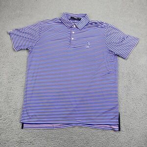 RLX Ralph Lauren Shirt Mens XL Blue Pink Stripe Pinehurst Golf Polo Performance
